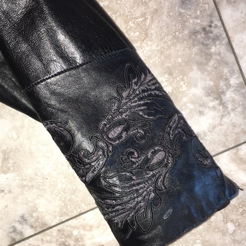 VERSACE REAL LEATHER EMBROIDERED FRONT ZIP PRETTY LINING JACKET SIZE XL … - Picture 6 of 14
